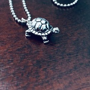 Turtle necklace silver tone so cute!
